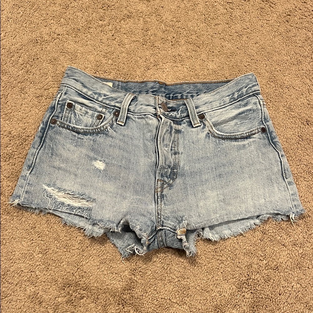 Levi's Light Blue Distressed Jean Shorts